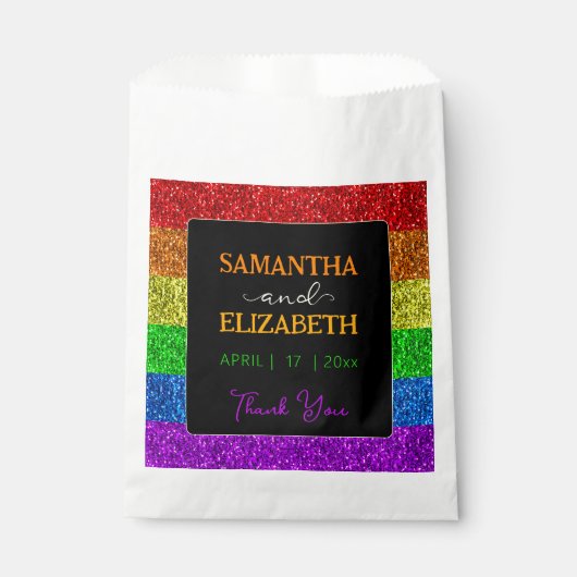 LGBT vlag regenboog fonkels bruiloft Dank u Bedankzakje (Voorkant)