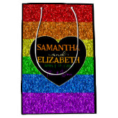 LGBT vlag regenboog fonkels bruiloft Dank u Medium Cadeauzakje (Voorkant)