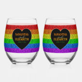 LGBT vlag regenboog fonkelt hart bruiloft Wijnglas Zonder Voet (Achterkant)