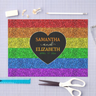 LGBT-vlag regenboog hart glitters homo trouwdag Tissuepapier