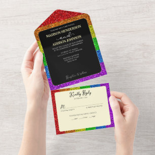LGBT-vlag regenboog sparren homoseksuele bruiloft All In One Uitnodiging