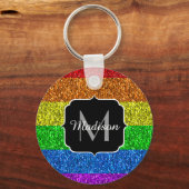 LGBT vlag trilling regenbooglitter sparkle Monogra Sleutelhanger (Voorkant)