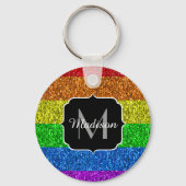 LGBT vlag trilling regenbooglitter sparkle Monogra Sleutelhanger (Achterkant)