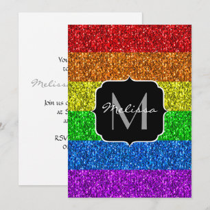 LGBT vlag trilling sparkles Monogram Uitnodiging