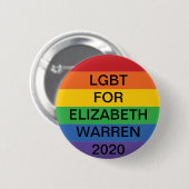 LGBT voor Elizabeth Warren President 2020 Button (Voorkant /achterkant)