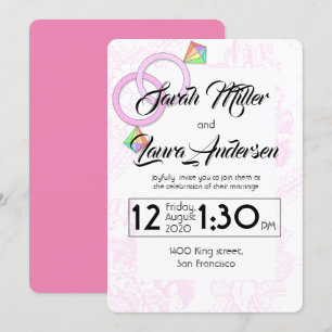 LGBT Women Wedding Invitation (roze) Kaart