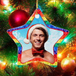 LGBTQ Aangepaste Foto Gay Regenboog Vlag Ster Vorm Keramisch Ornament