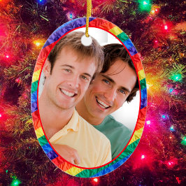LGBTQ aangepaste foto homopride regenboogvlag ovaa Keramisch Ornament