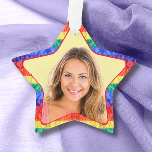 LGBTQ aangepaste foto homoregenboogvlag lijst ster Ornament