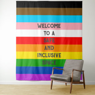 LGBTQ Aanpasbare Progress Pride Vlag Rainbow Wandkleed