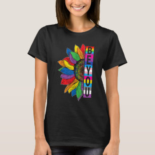 LGBTQ BE Gay Pride LGBT Ally Sunflower Retro V T-shirt
