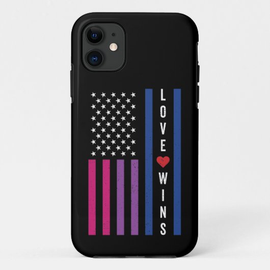 LGBTQ Bisexual Pride Love Wint Amerikaanse vlag Case-Mate iPhone Case (Achterkant)