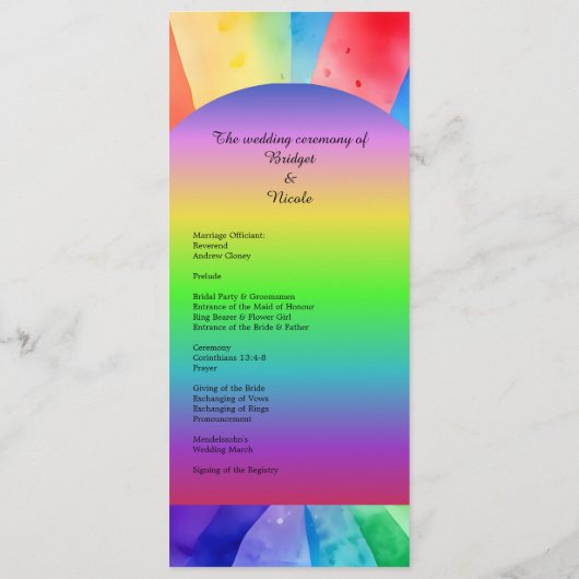 lgbtq bisexuel programme de mariage et menu (Dos)