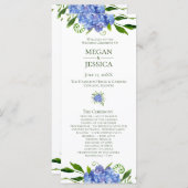 LGBTQ Blue Hydrangeas Bloemen Huwelijksprogramma Programma (Voorkant / Achterkant)