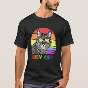Lgbtq- bondgenoot kat regenboog Gay Pride vlag Lgb T-shirt