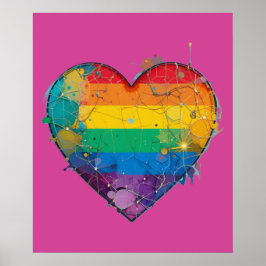 LGBTQ Chaos Hart Hand getrokken Digitale Kunst Poster
