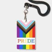 LGBTQ & Fierté - Badge Drapeau de Progrès Arc-en-c (Arrière avec lanière)