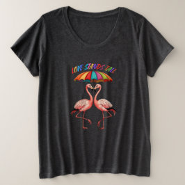 LGBTQ-flamingo's staan sierlijk onder een regenboo Grote Maat T-shirt