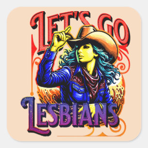 LGBTQ Gay Pride Let's Go Lesbiennes Vierkante Sticker