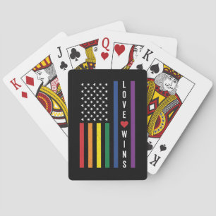 LGBTQ Gay Pride Love Wins USA American Flag Pokerkaarten