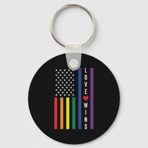 LGBTQ Gay Pride Love Wins USA American Flag Sleutelhanger