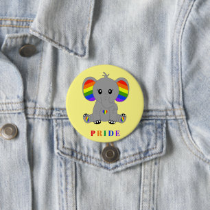LGBTQ gay pride - schattige olifant met regenboogv Ronde Button 7,6 Cm