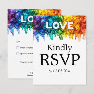 🌈 🐦 LGBTQ geschilderd met liefde bruiloft RSVP Kaartje