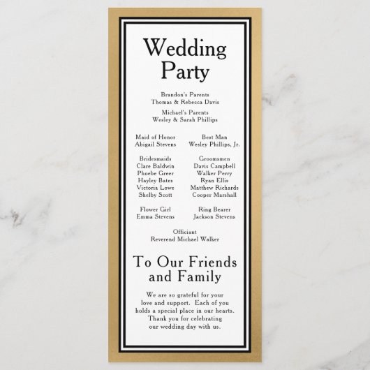 LGBTQ Gold Modern huwelijksprogramma Programma (Achterkant)