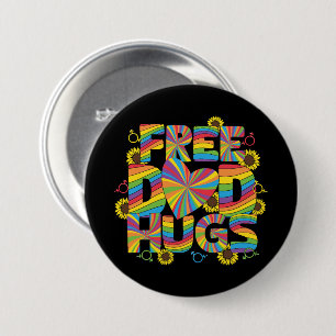 LGBTQ - Gratis papa knuffels - Rainbow Color Ronde Button 7,6 Cm
