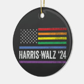 LGBTQ Harris Walz Amerikaanse vlag verkiezing 2024 Keramisch Ornament (Links)