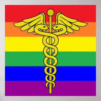 LGBTQ Healthcare Caduceus Sign Wall Art Poster