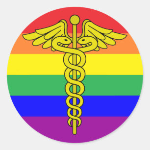 LGBTQ Healthcare Caduceus-Sticker Ronde Sticker