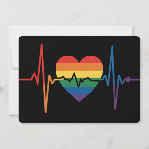 LGBTQ Heartbeats Heart Pride Gay Lesbian Trans Bi Kaart