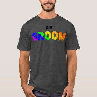 lgbtq-huwelijk regenboog bruidegom t-shirt