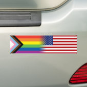 LGBTQ inclusief Progress Pride Flag American Flag Bumpersticker (Op auto)