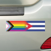 LGBTQ inclusief Progress Pride Flag Cuban Cuba Bumpersticker (Op auto)