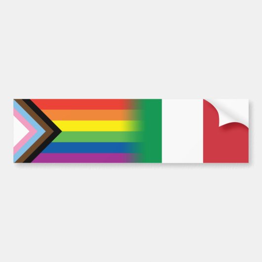 LGBTQ inclusief Progress Pride Flag Italiaanse vla Bumpersticker (Voorkant)