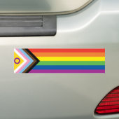 LGBTQ Intersex Inclusive Progress Pride vlag Bumpersticker (Op auto)