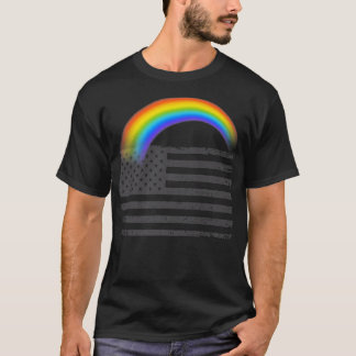 LGBTQ July 4th American Flag Rainbow Premium T-Shi T-shirt