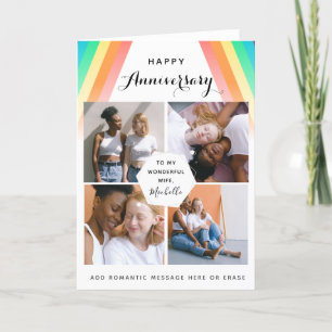LGBTQ Koppel 4 Foto Collage Huwelijksverjaardag Bedankkaart