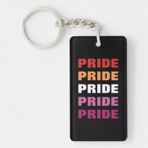 LGBTQ Lesbian Pride Herhaalde tekst Sleutelhanger