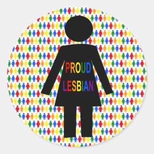 LGBTQ Lesbian Silhouette en Rainbow-dames Ronde Sticker