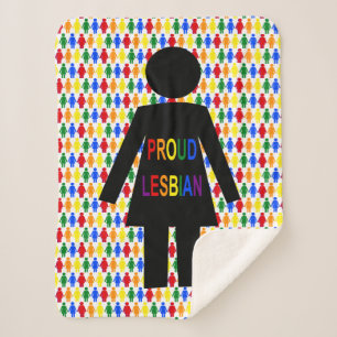LGBTQ Lesbian Silhouette en Rainbow-dames Sherpa Deken