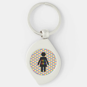 LGBTQ Lesbian Silhouette en Rainbow-dames Sleutelhanger
