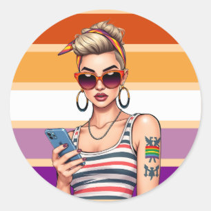LGBTQ lesbisch met sarcastische look Ronde Sticker