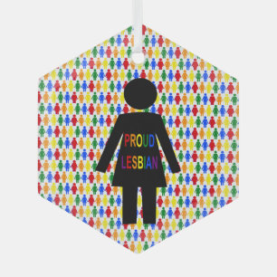 LGBTQ Lesbische Silhouet en Regenboog Dames Glas Ornament