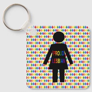 LGBTQ Lesbische Silhouet en Regenboog Dames Sleute Sleutelhanger