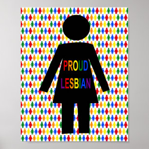 LGBTQ Lesbische Silhouet en Regenboog Vrouwen Poster