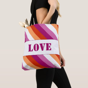 LGBTQ+ Lesbische Vlag met Liefdesstrepen - Pride Draagtas