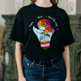 LGBTQ Lesbische vlag Zonnebloemen in een lichte la T-shirt